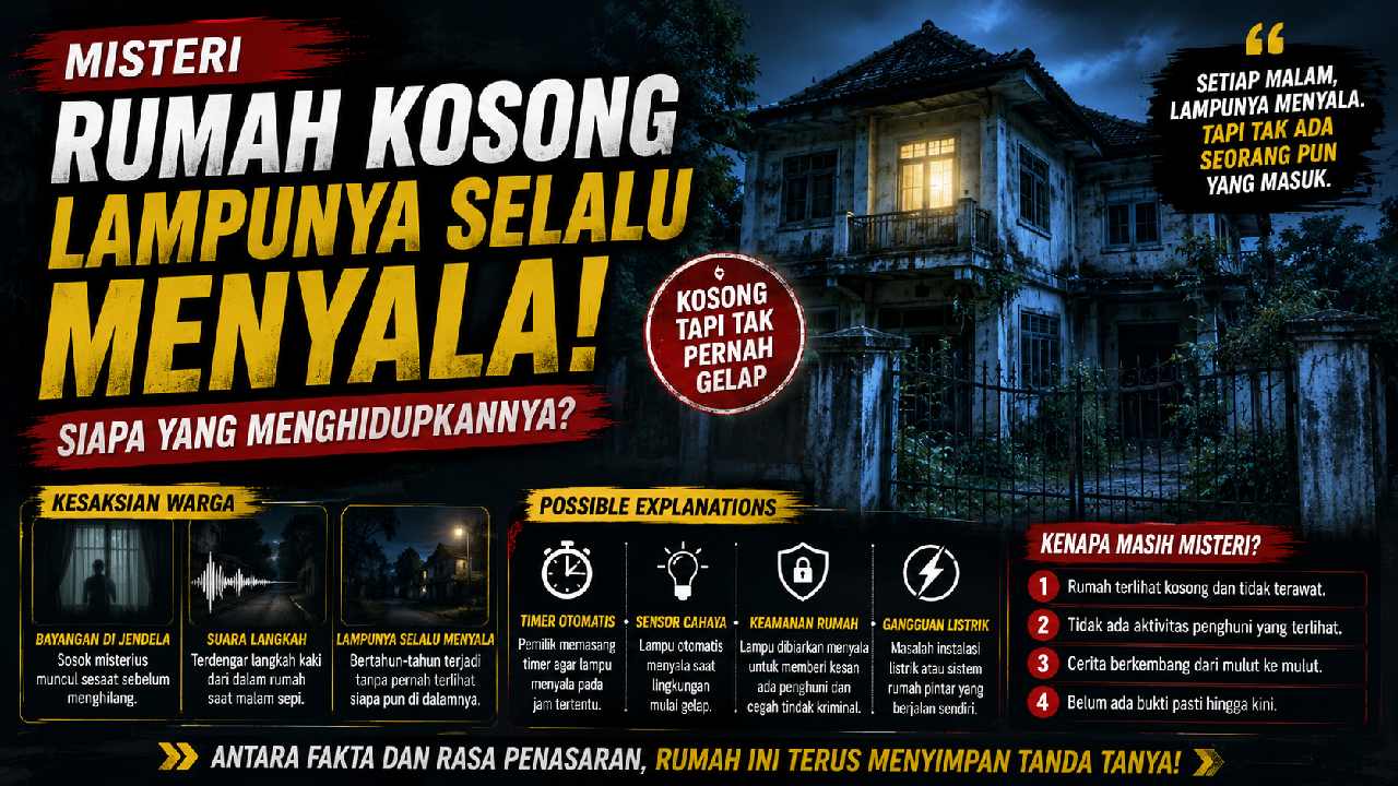 Misteri Rumah Kosong dengan Lampu Selalu Menyala, Siapa yang Menghidupkannya?